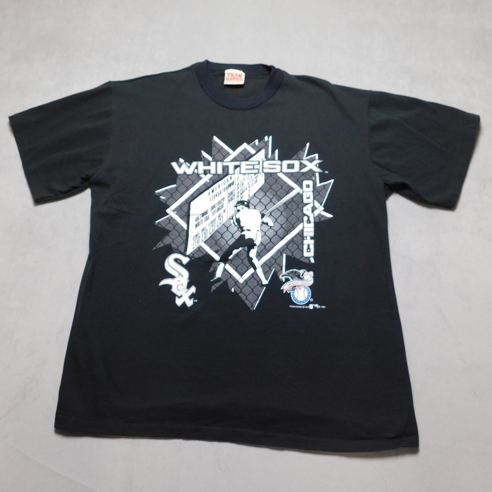 Vintageโ 1993 Chicago White Sox Team Rated T-Shirt Mens Large Black MLB Graphic